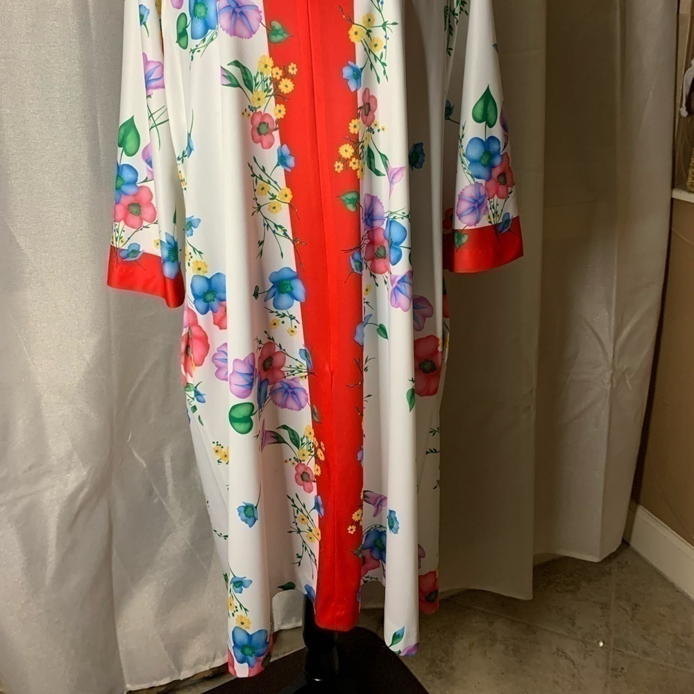 Vintage 1960s pink floral dress Evelyn Pearson white Hawaiian flower hipster    - Picture 3 of 7